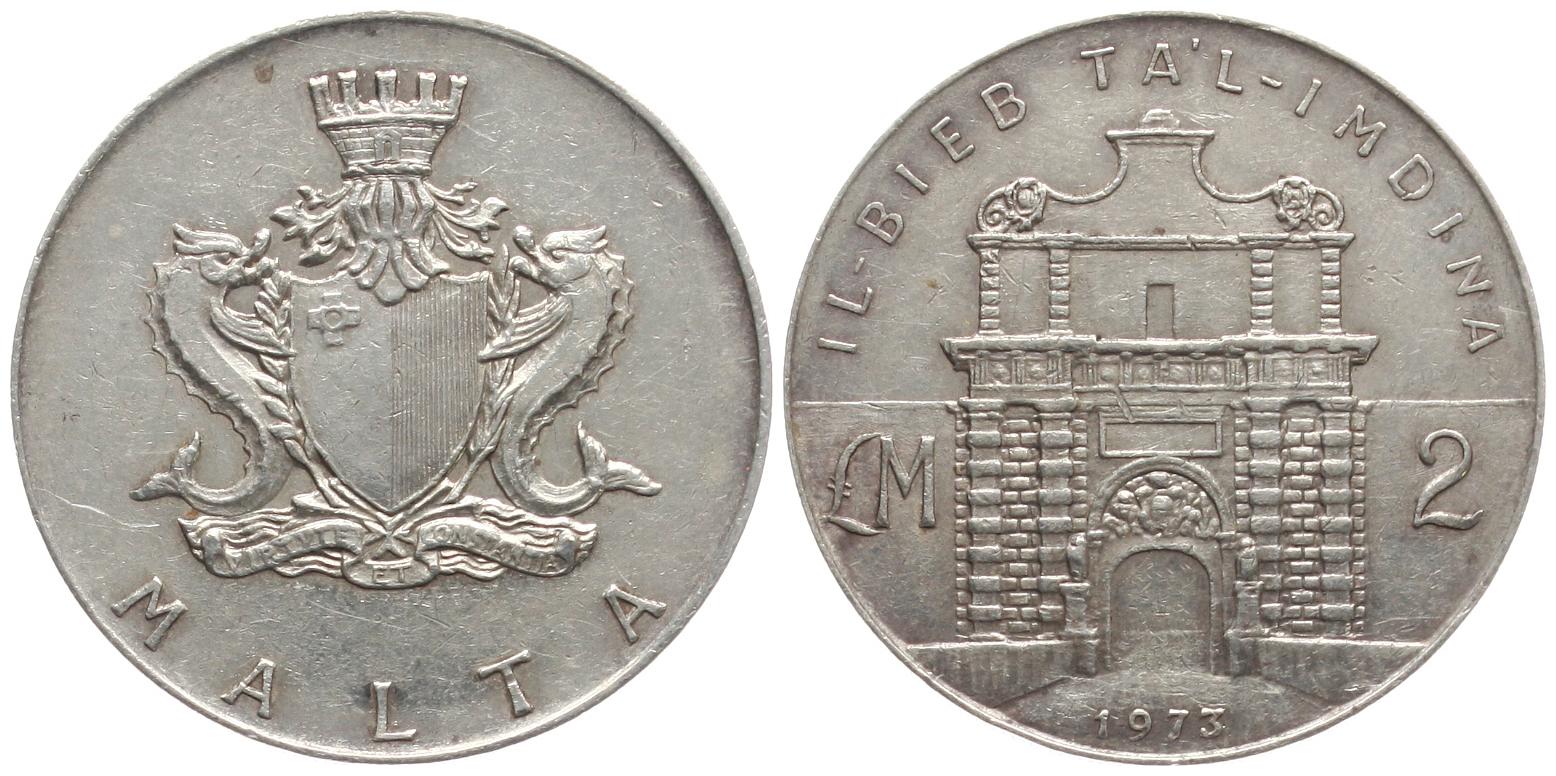  Malta: 2 lire 1972, Silber, näheres unten!   