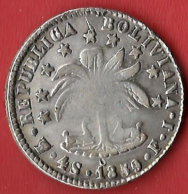  Bolivien 4 Sols 1859 Koblenzer Muenzen Studio Münzankauf Koblenz Frank Maurer AL259   