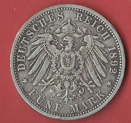  5 Mark Wilhelm 1892  Koblenzer Muenzen Studio Münzankauf Koblenz Frank Maurer AL264   