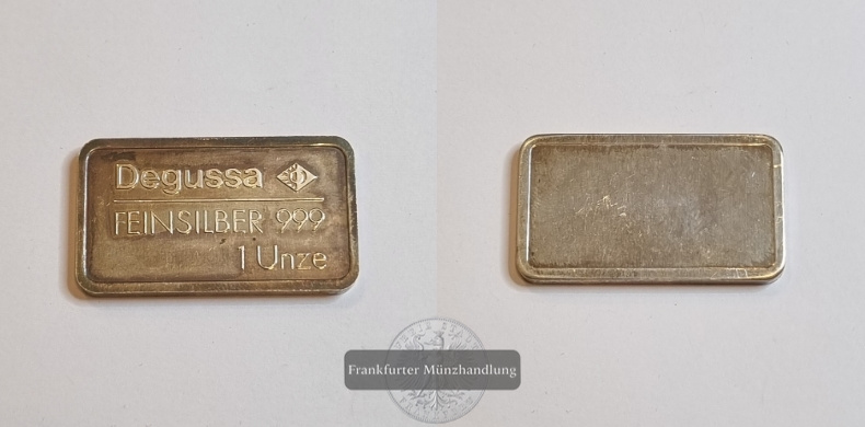  Degussa 31,1g  Silberbarren  FM-Frankfurt   Feinsilber: 31,1g   