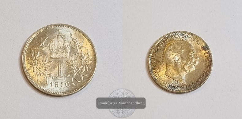  Österreich 1 Krone 1916 FM-Frankfurt    Feinsilber: 4,18g   