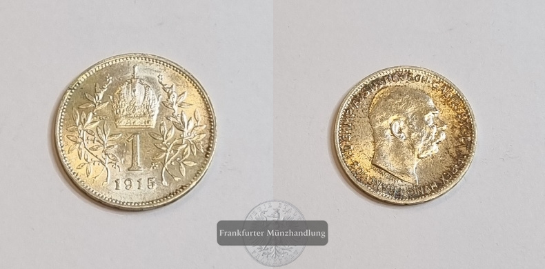  Österreich 1 Krone 1915 FM-Frankfurt    Feinsilber: 4,18g   