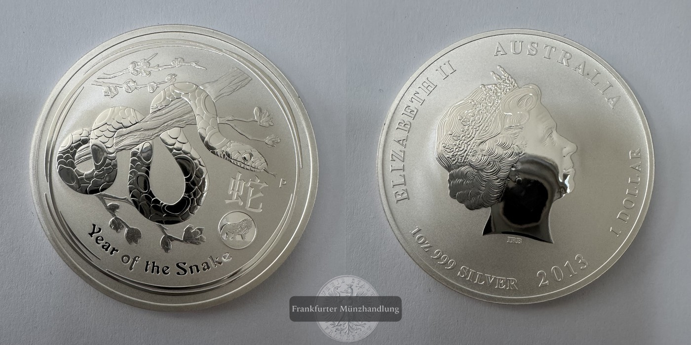  Australien 1 Dollar 2013 Snake/Schlange LION PRIVY KM#1827  FM-Frankfurt Feinsilber: 31,1g   