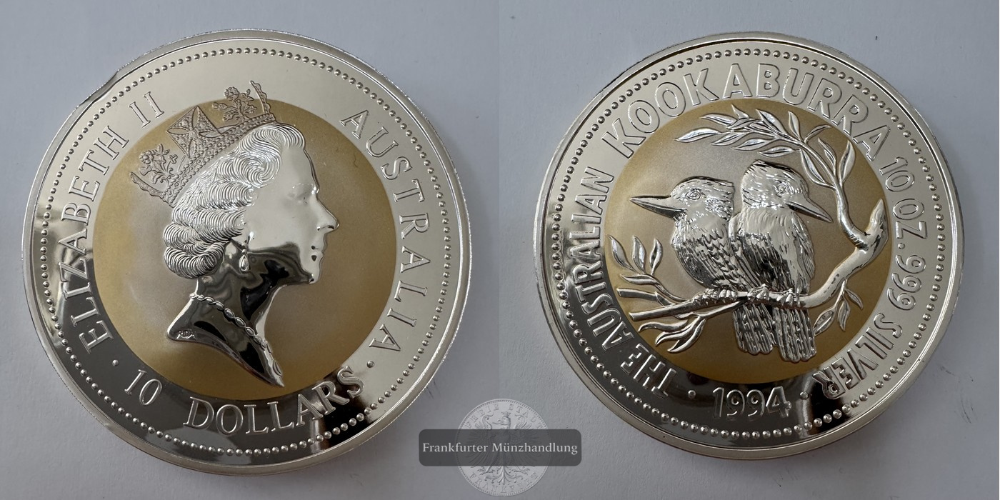  Australien  10 Dollar 1994 Kookaburra  FM-Frankfurt  Feinsilber: 311g   