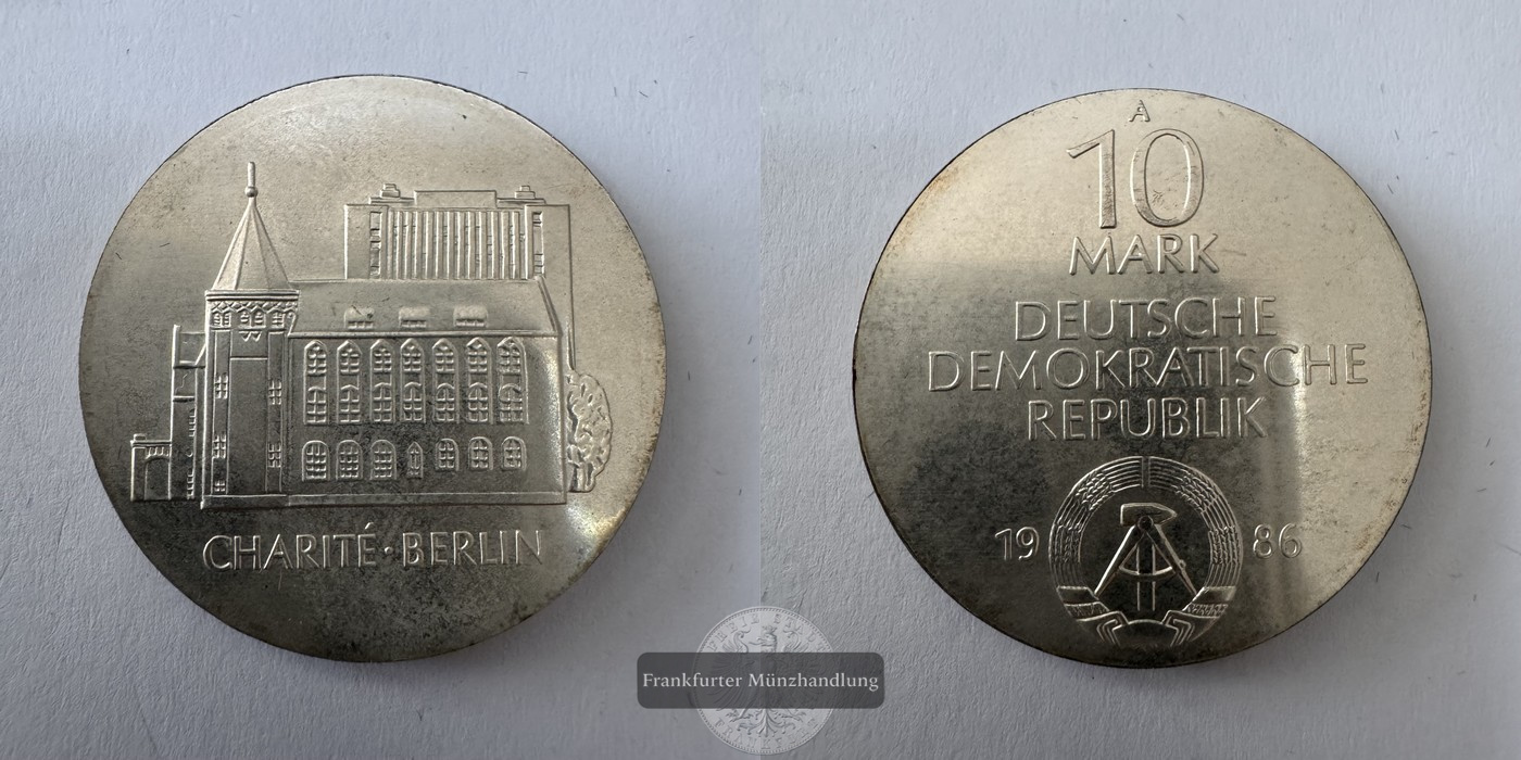 DDR 10 Mark (Charité Berlin) 1986 FM-Frankfurt KM#113 Feinsilber: 8,5g   