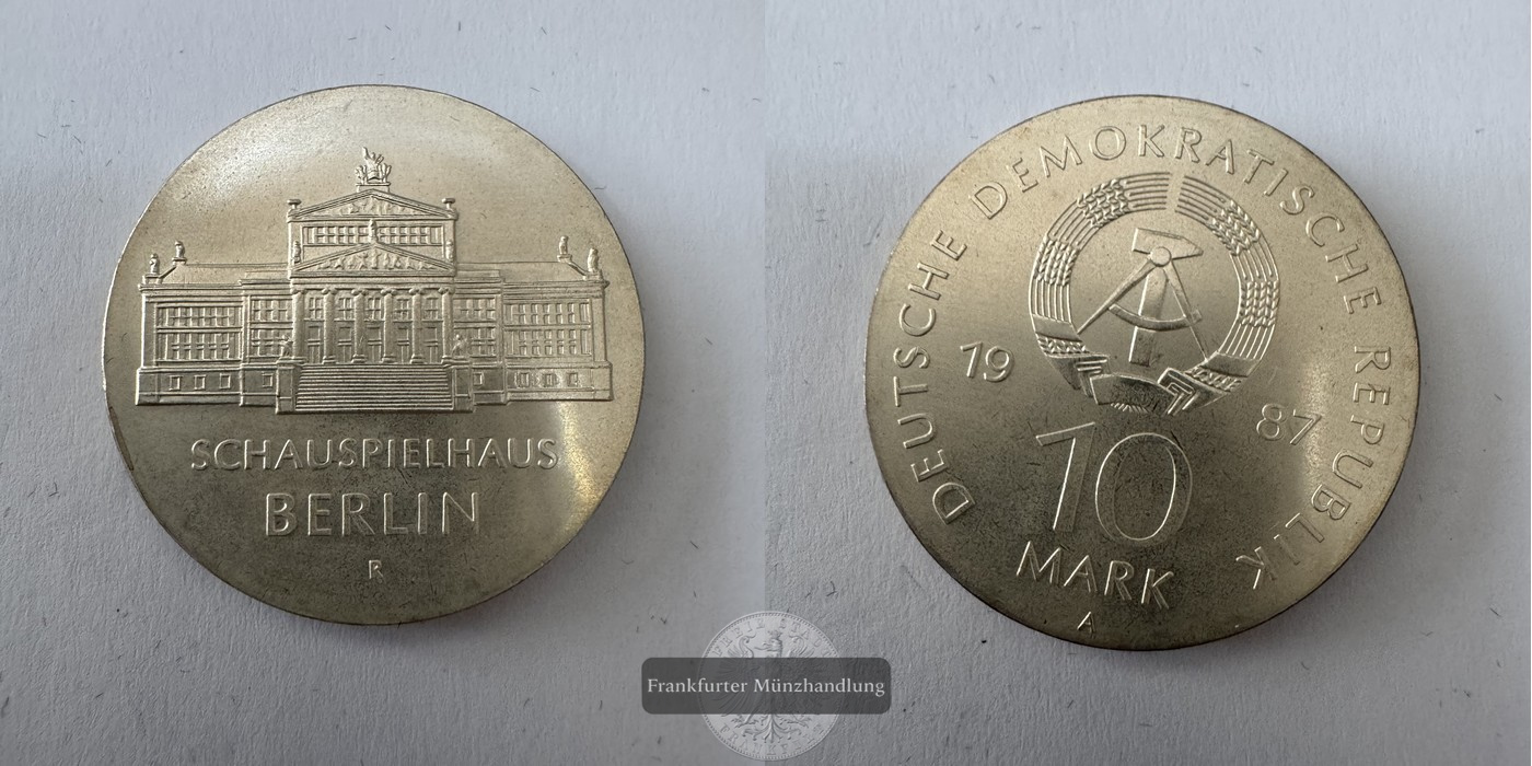  DDR 10 Mark (Schauspielhaus Berlin) 1987 FM-Frankfurt KM#118 Feinsilber: 8,5g   