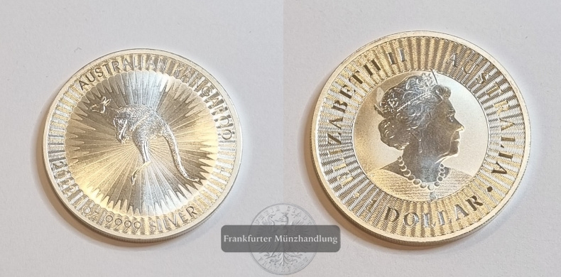  Australien 2022 1 Dollar Känguru FM-Frankfurt Feinsilber: 31,1g   