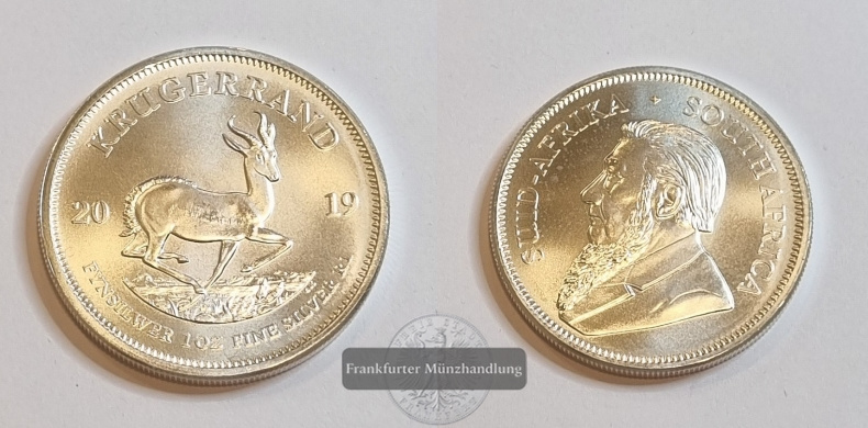 Südafrika 1 Krugerrand 2019 FM-Frankfurt Feinsilber: 31,1g   
