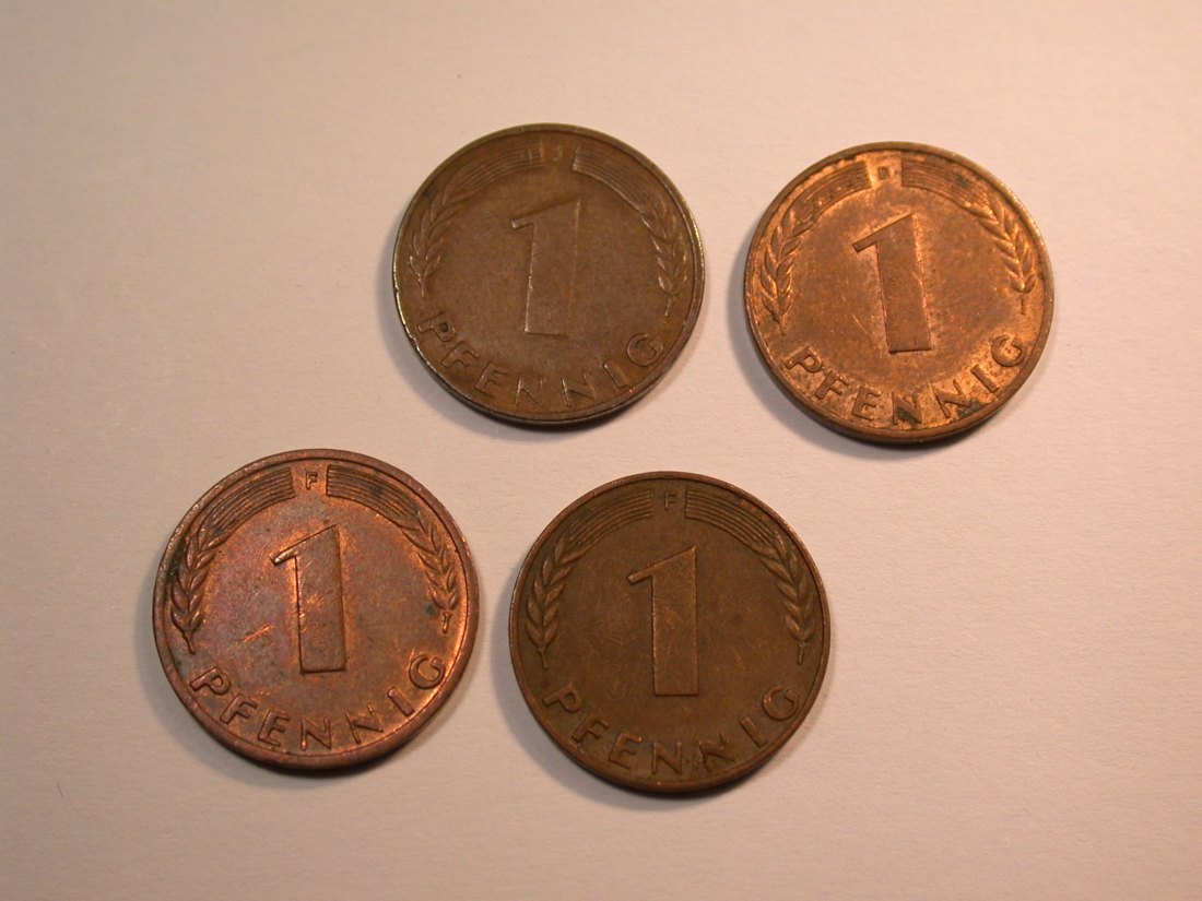  J27  BRD  4 x 1 Pfennig  49 J, 50 D und 2 x 50 F  Originalbilder   