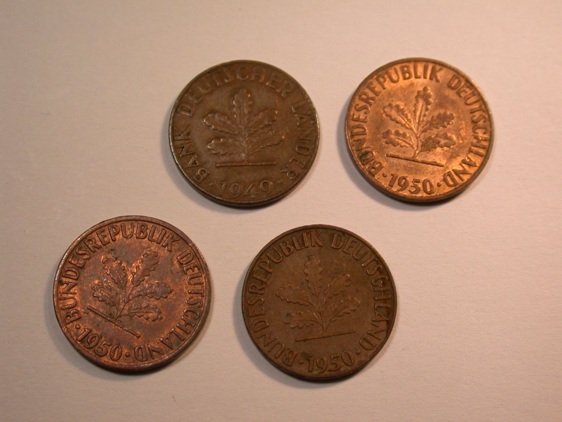  J27  BRD  4 x 1 Pfennig  49 J, 50 D und 2 x 50 F  Originalbilder   