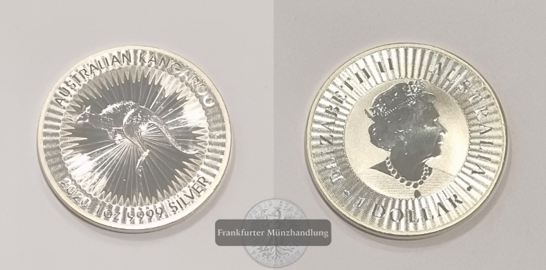  Australien 2020 1 Dolllar Känguru FM-Frankfurt Feinsilber: 31,06g   