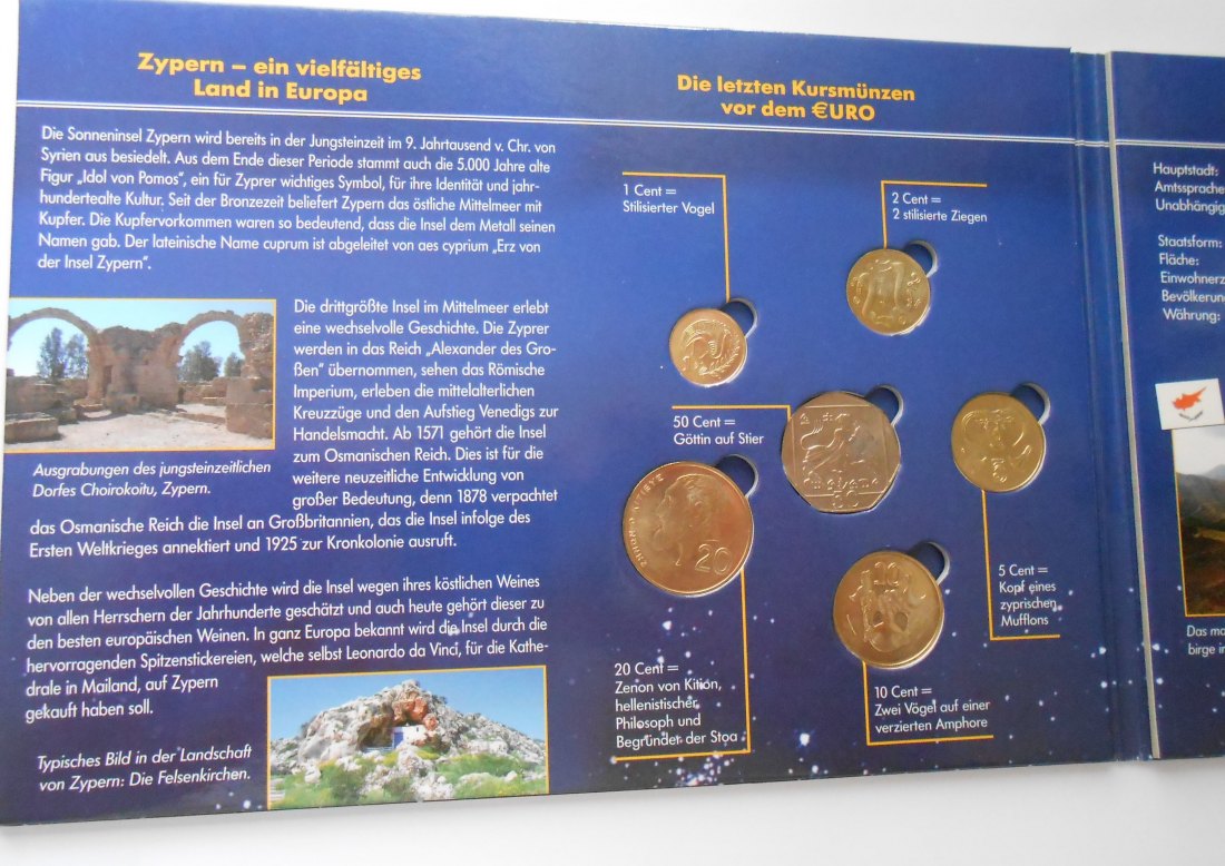  Zypern // die letzten 1 bis 50 Cent (2004) vor dem Euro-Start 2008 im Folder   