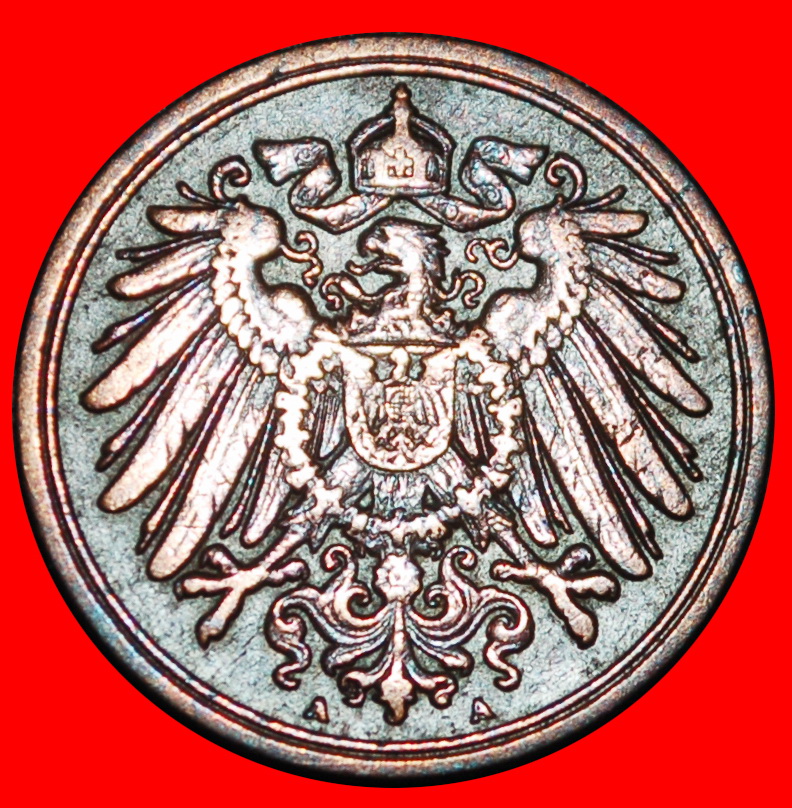  Ⰶ EAGLE (1890-1916): GERMANY★1 PFENNIG 1913A PRUSSIA! WILLIAM II (1888-1918) LOW START ★ NO RESERVE!   
