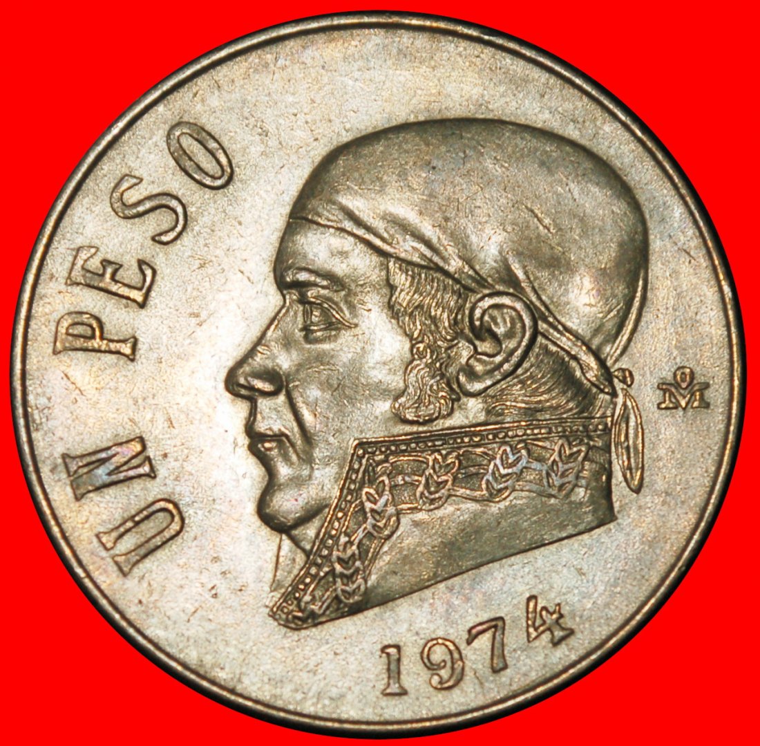  Ⰶ EAGLE (1970-1983): MEXICO ★ 1 PESO 1974 II+r! MORELOS (1765-1815) ★LOW START ★ NO RESERVE!   