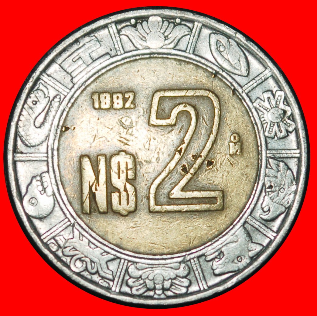  Ⰶ SUN STONE (1992-2025): MEXICO ★ 2 NEW PESOS 1992! DISCOVERY COIN!★LOW START ★ NO RESERVE!   