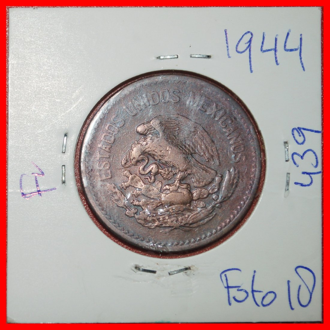  Ⰶ PYRAMID OF THE SUN (1943-1974): MEXICO★ 20 CENTAVOS 1944 ASTRONOMY! HOLDER★LOW START ★ NO RESERVE!   