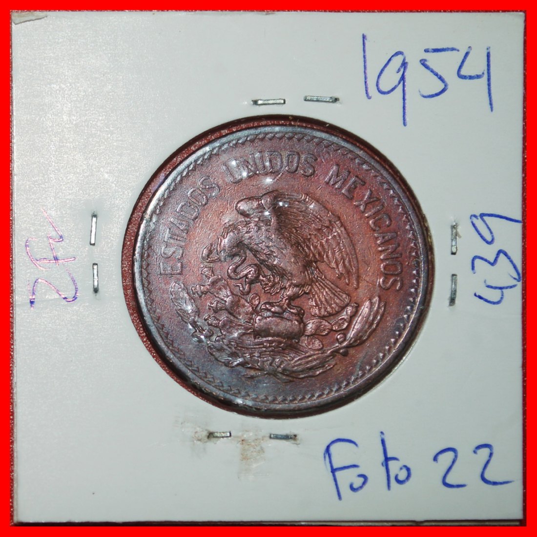  Ⰶ PYRAMID OF THE SUN (1943-1974): MEXICO★ 20 CENTAVOS 1954 ASTRONOMY! HOLDER★LOW START ★ NO RESERVE!   