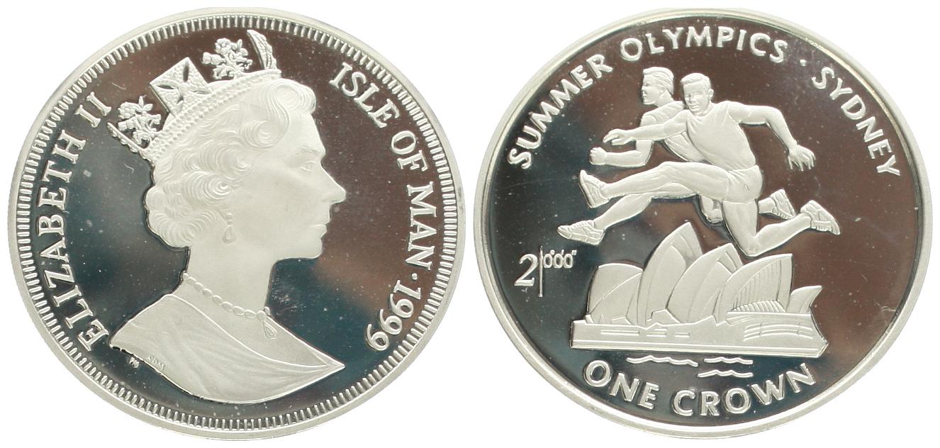 Isle of Man: Elisabeth II., 1 Crown 1999, Silber, näheres unten!   