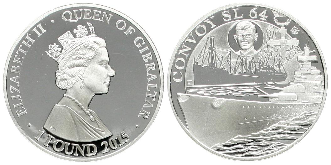  Gibraltar: Elisabeth II:, 1 Pfund 2016, Silber, siehe unten!   