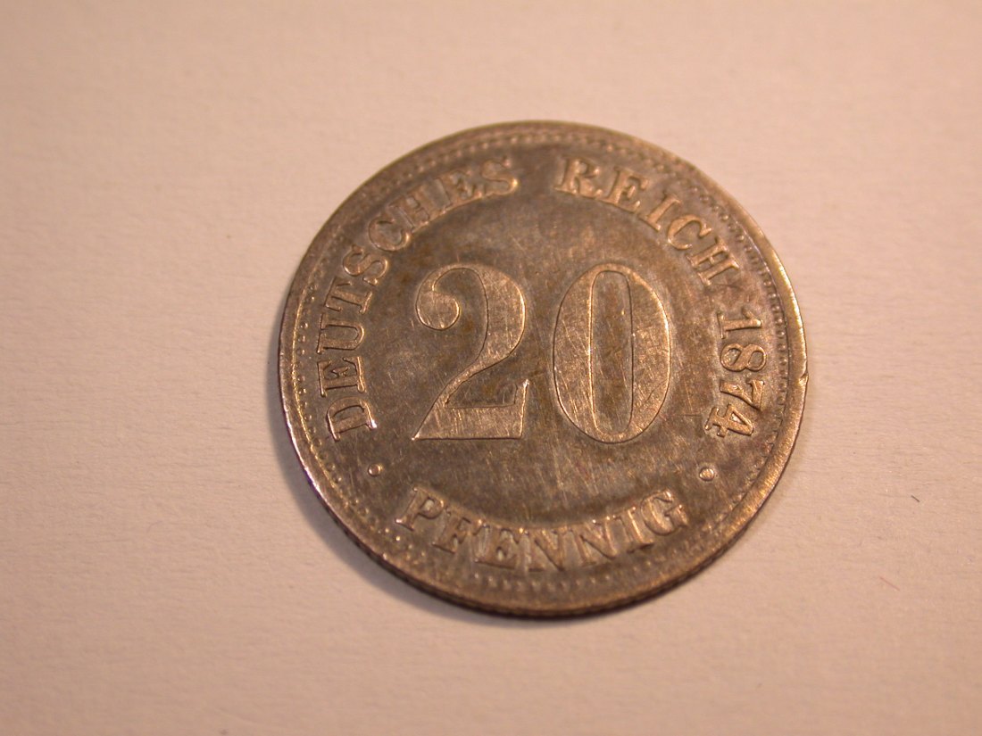  J10 KR  20 Pfennig 1874 F in ss  Originalbilder   