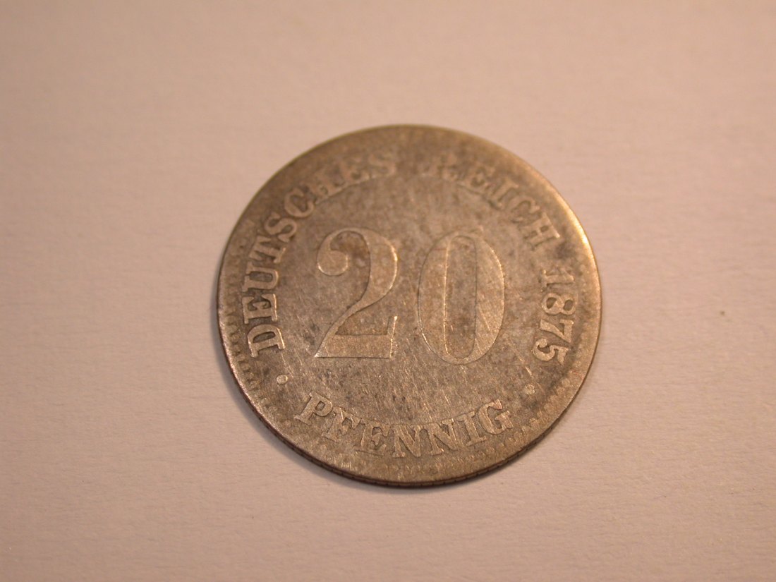  J10 KR  20 Pfennig 1875 J  in s-ss  Originalbilder   
