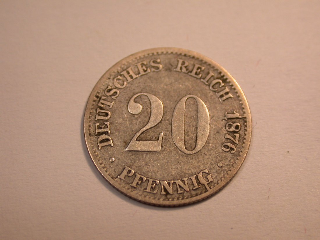  J10 KR  20 Pfennig 1876 C  in s-ss  Originalbilder   