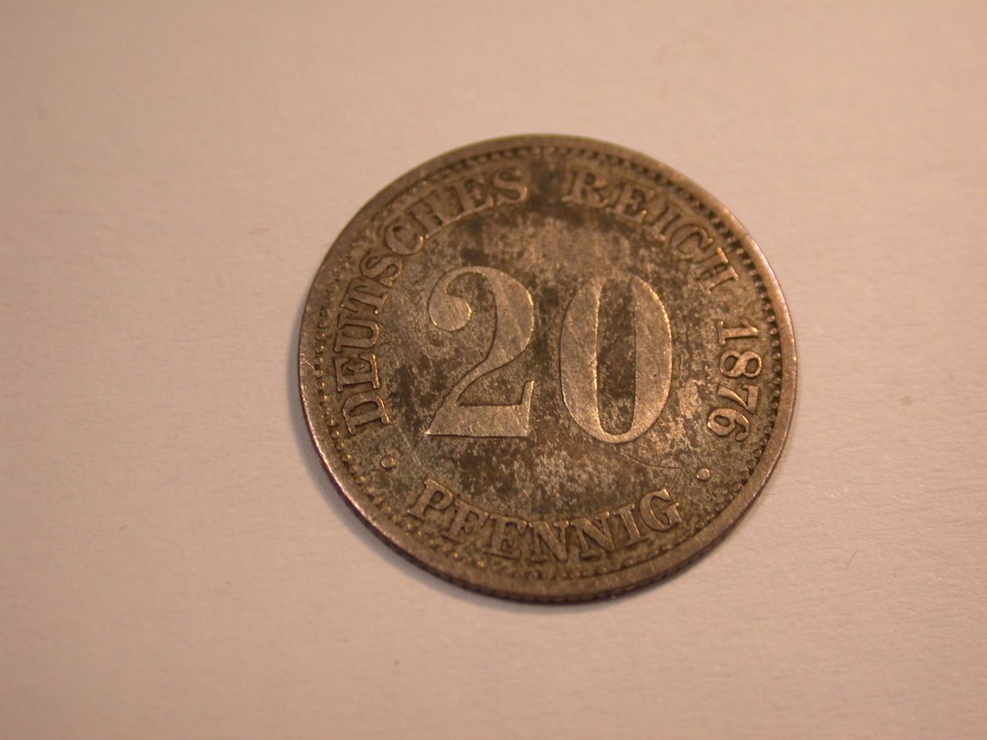  J10 KR  20 Pfennig 1876 D in s-ss  Originalbilder   