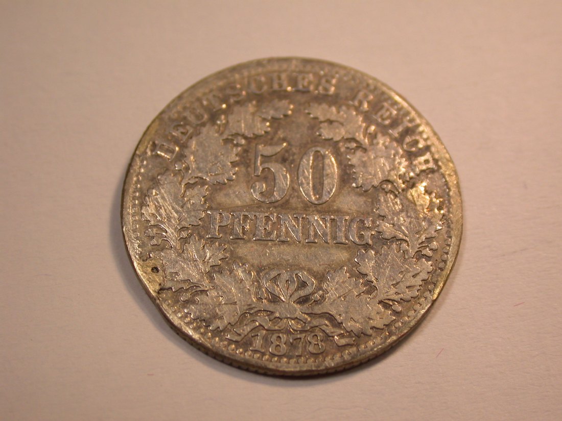  J10 KR  50 Pfennig 1878 E  R,  Fassungsspuren sonst ss    Originalbilder   