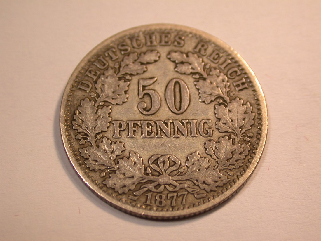  J10 KR  50 Pfennig 1877 G in fast ss    Originalbilder   