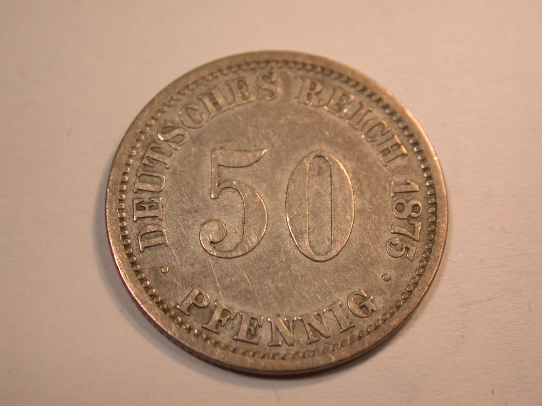  J10 KR  50 Pfennig 1875 J in ss     Originalbilder   