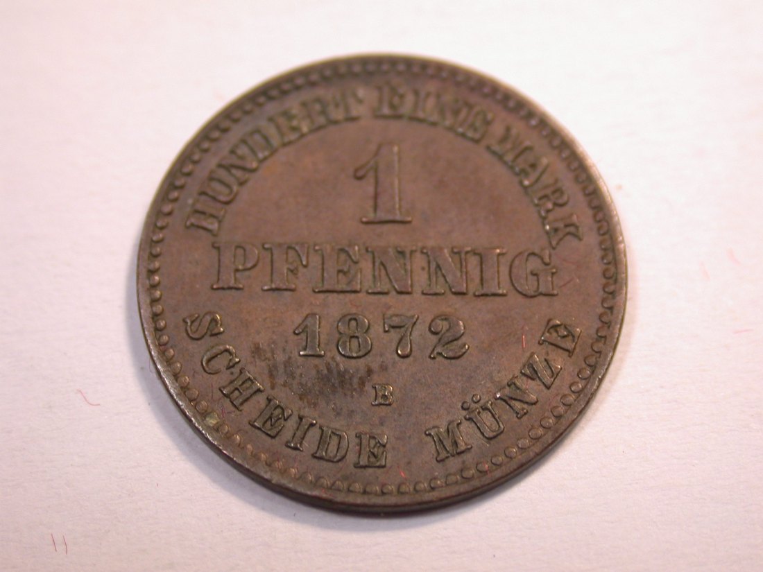  J10  Mecklenburg-Strelitz  1 Pfennig 1872 in vz-st  Originalbilder   