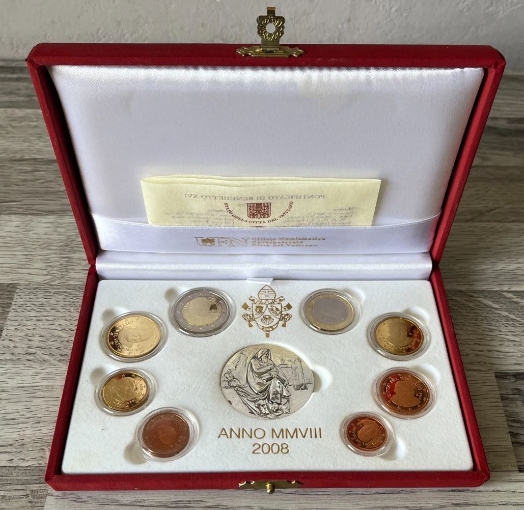  Vatikan KMS 2008 ANNO MMVII Kursmünzensatz EURO PP + Medaille 925 Silber + Zertifikat   