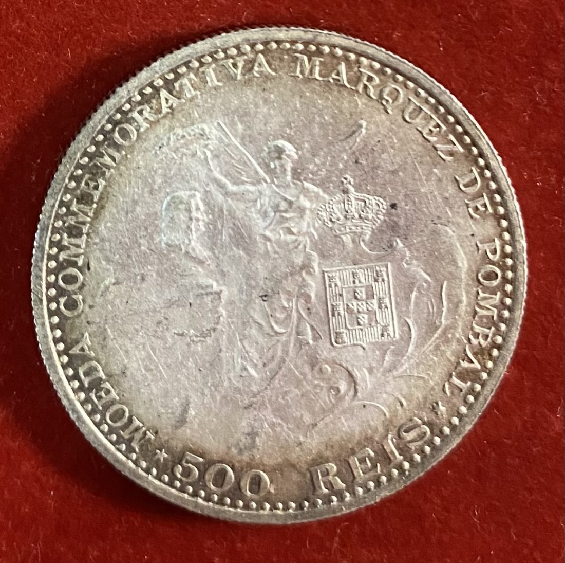  PORTUGAL - 500 RÉIS - 1910 - MARQUÊS DE POMBAL - SILVER - RARE   