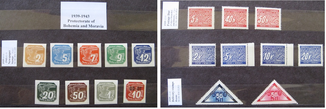  1939-1943, Protectorate of Bohemia and Moravia, a stamp set 18 pcs (Mi DE-BM 51-125,BM P1-P15)   
