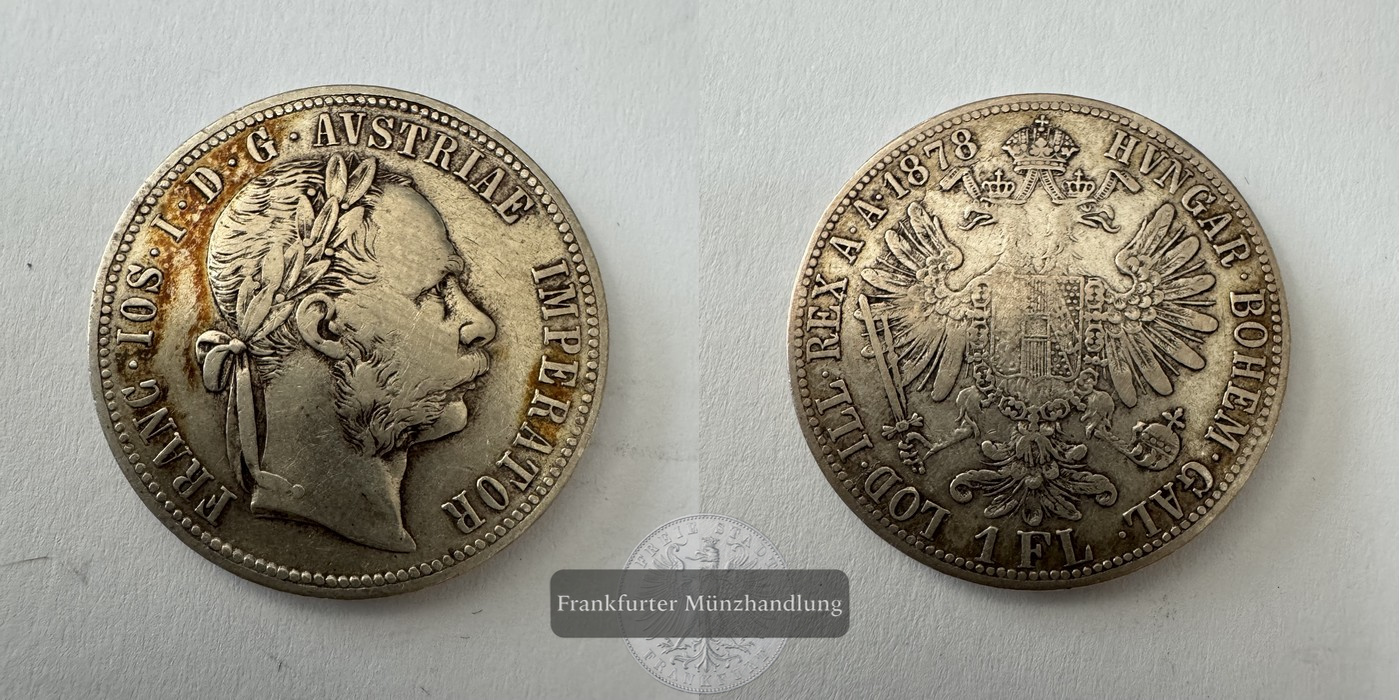  Österreich 1 Florin Francis Joseph I 1878 (1872-1892) FM-Frankfurt KM#2222 Feinsilber: 11,11g   