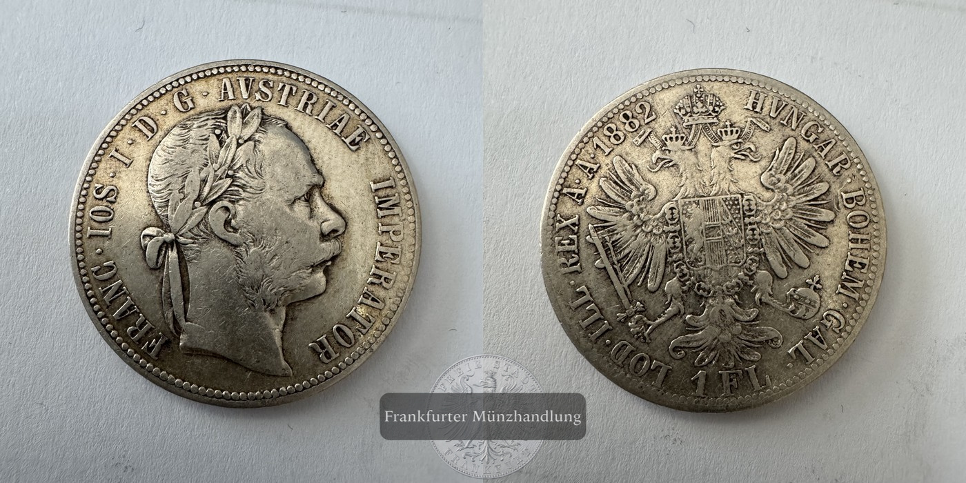  Österreich 1 Florin Francis Joseph I 1882 (1872-1892) FM-Frankfurt KM#2222 Feinsilber: 11,11g   