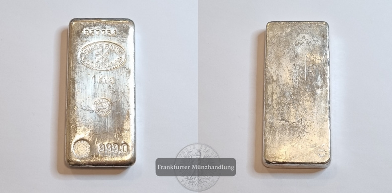  1kg Silberbarren Swiss Bank FM-Frankfurt Feinsilber: 999g   