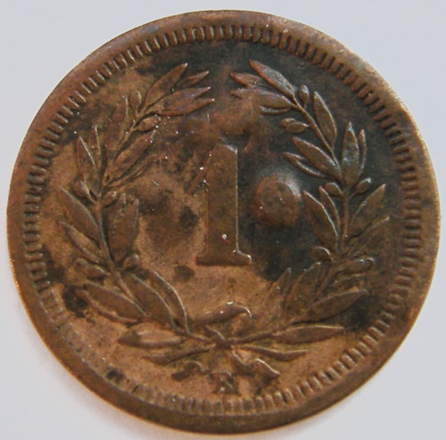  Schweiz, 1 Rappen, 1877 B   
