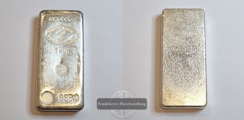  1kg Silberbarren Swiss Bank FM-Frankfurt Feinsilber: 999g   