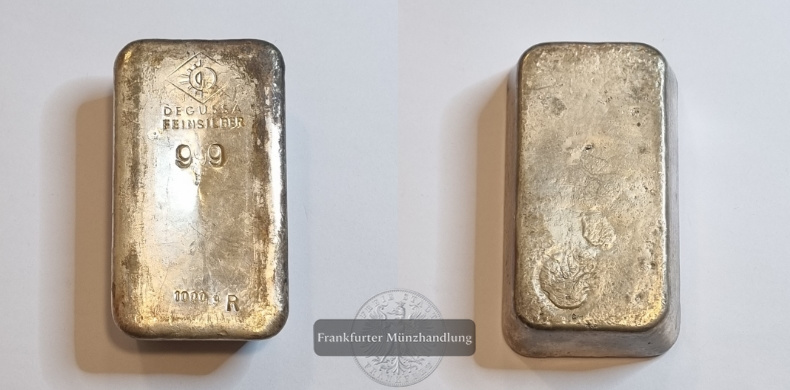  Deutschland Silberbarren 1000g Degussa FM-Frankfurt  Feingewicht: 999g   
