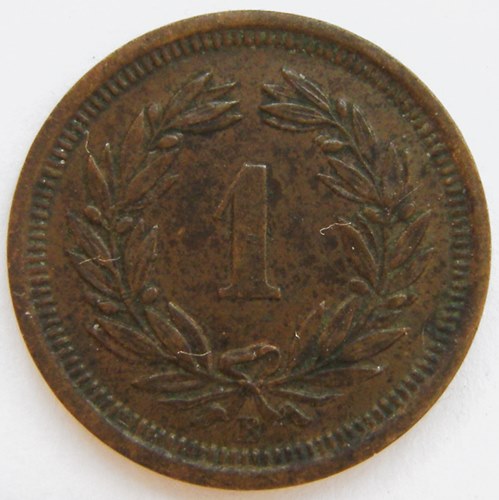  Schweiz, 1 Rappen, 1884 B   