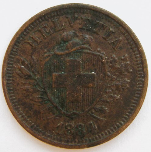  Schweiz, 1 Rappen, 1884 B   