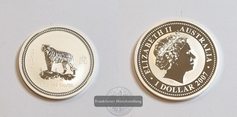  Australien 1 Dollar 2007 Jahr des Tigers FM-Frankfurt Feinsilber: 31,1g   
