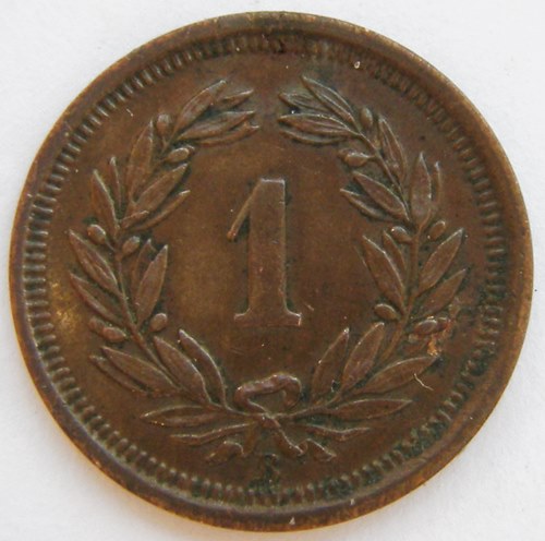  Schweiz, 1 Rappen, 1889 B   