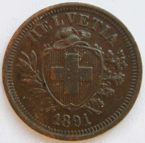  Schweiz, 1 Rappen, 1891 B   