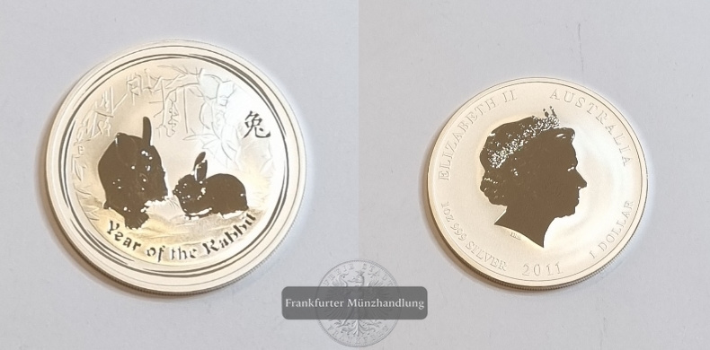  Australien 2011 1 Dollar Year of the Rabbit FM-Frankfurt Feinsilber: 31,6g   