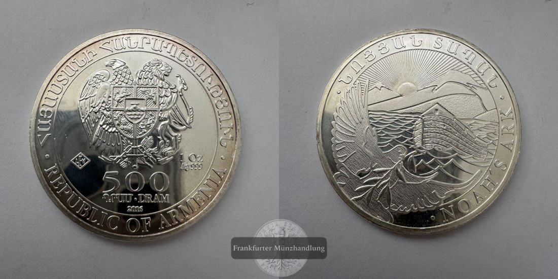  Armenien 20 x 500 Dram 2016 (2011-2025) Arche Noah FM-Frankfurt KM#196 Feinsilber: 622g   