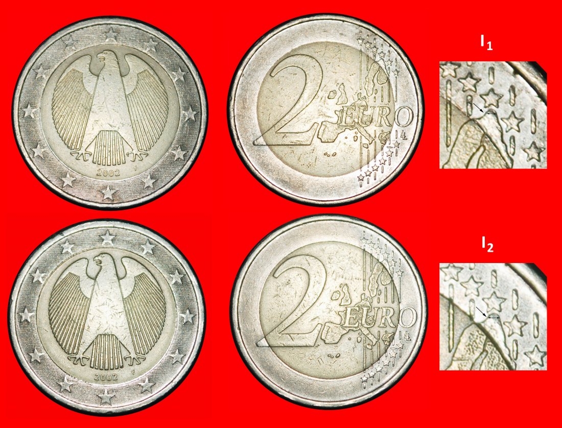  Ⰶ PHALLIC (2002-2006): GERMANY★ 2 EUROS 2002F BOTH TYPES! BADEN-WUERTTEMBERG★LOW START ★ NO RESERVE!   