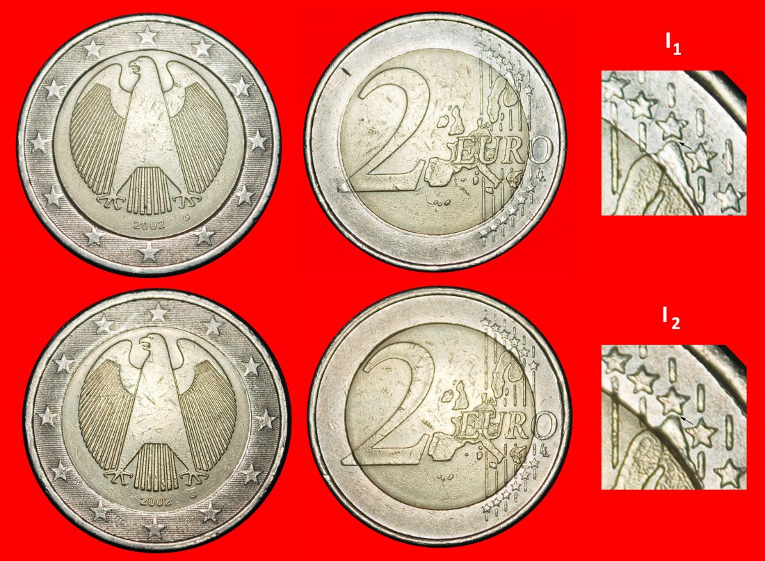  Ⰶ PHALLIC (2002-2006): GERMANY★ 2 EUROS 2002G BOTH TYPES! BADEN-WUERTTEMBERG★LOW START ★ NO RESERVE!   