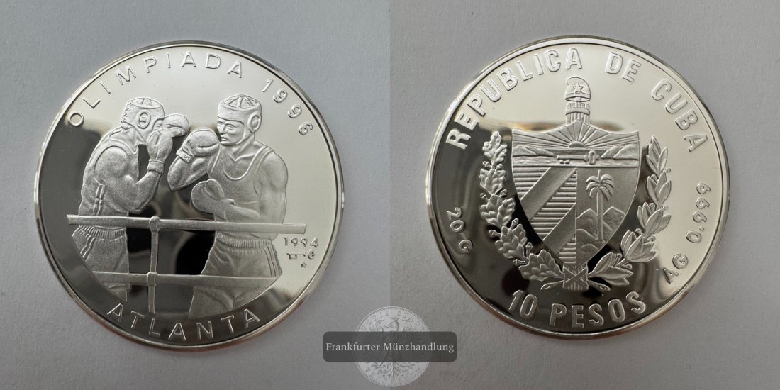  Cuba 10 Pesos (Olympics) 1994 FM-Frankfurt KM#469 Feinsilber: 20g   
